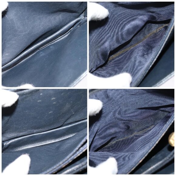 CELINE C Sulky Shoulder Bag Canvas Navy Gold Auth BD1174 - Picture 15 of 16